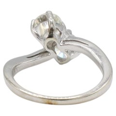 Bague en or blanc 14 carats sertie de deux diamants ronds naturels de 1,15 carat, style « Toi et Moi »