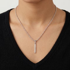 Lagos Caviar Spark Linear Diamond Pendant Necklace Bead Link Sterling Silver 925