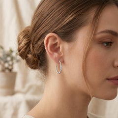 Lagos Caviar Spark Beaded Natural Diamond Hoop Earrings Sterling Silver