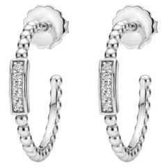 Lagos Caviar Spark Beaded Natural Diamond Hoop Earrings Sterling Silver