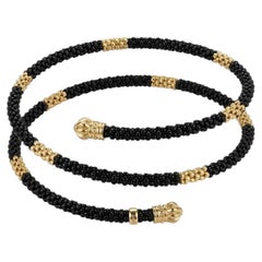 Lagos Caviar 18K Yellow Gold Ceramic Beaded Stretch Coil Wrap Bangle Bracelet