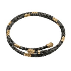 Lagos Caviar 18K Yellow Gold Ceramic Beaded Stretch Coil Wrap Bangle Bracelet