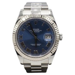 Rolex Datejust 41 Stainless Steel Blue Oyster Bracelet Fluted Bezel 126334