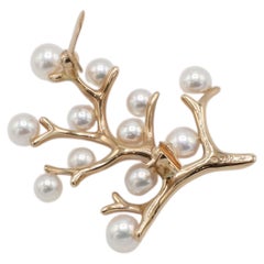 Mikimoto 18 Karat Rose Pink Gold Tree of Life Cultured Pearl Pin Brooch