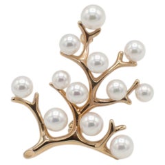 Mikimoto 18 Karat Rose Pink Gold Tree of Life Cultured Pearl Pin Brooch
