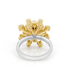 Bague certifiée IGI sertie de diamants naturels de couleur fantaisie taillés en rosette, en or 18 carats