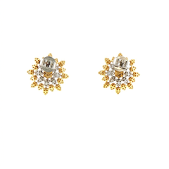 Round cut Yellow Diamond and White Diamonds 3.75 ct Contemporary Stud Earrings