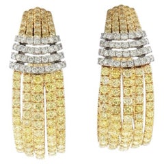 IGI Certified Natural Yellow Diamond and white diamond hoop earrings in 18K Gold
