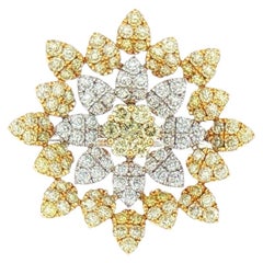 Round cut 1.48ct Yellow and white diamond Contemporary Cocktail Ring in 18K Gold