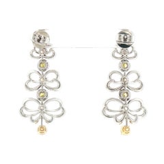 Round cut 5.93 ct Fancy Color & White Diamonds Contemporary Earrings in 18K Gold