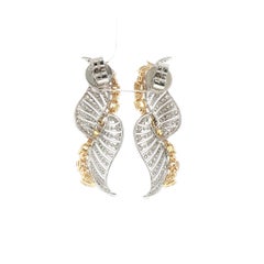 Pendientes contemporáneos de oro de 18 quilates con diamantes de color fantasía y blancos, de 4,54 quilates, con tallado redondo