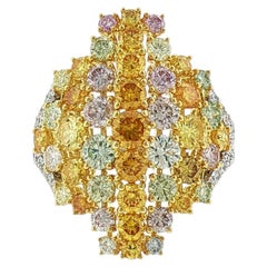 3.82ct Round Fancy Color Diamond and white Diamond Contemporary Ring in 18K Gold