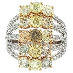 4.42ct Round Fancy Color Diamond and white Diamond Contemporary Ring in 18K Gold