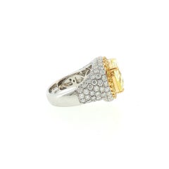 7.97ct Rose-cut Color Diamond and white Diamond Contemporary Ring in 18K Gold
