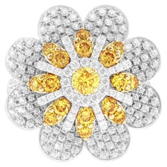 Anillo contemporáneo de oro de 18 quilates con diamantes amarillos y blancos de corte redondo, de 1,9 quilates