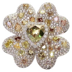2.44 ct Heart shape Color Diamonds and White Diamonds Contemporary Ring 18K Gold
