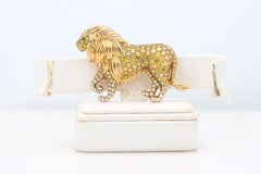 Oscar Heyman 18k Gold & Fancy Yellow Diamond 'Prowling Lion' Brooch