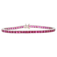 Bracelet « tennis » Oscar Heyman en platine, serti d'un rubis carré de 12,26 carats
