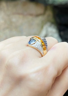 Blue Sapphire, Diamond with Yellow Sapphire, Blue Sapphire and Diamond Rings 18K