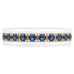 Blue Sapphire set in 18K Gold in Ceramic Ring