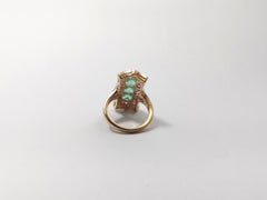Emerald with Pink Sapphire and Diamond Ring set in 18K Rose Gold Settings
