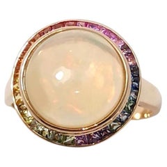 Opal with Fancy Sapphire Ring set in 18K Rose Gold Settings