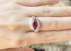 Ruby with Diamond Ring set in 18K Rose Gold Settings