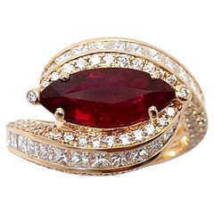 Ruby with Diamond Ring set in 18K Rose Gold Settings