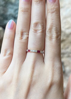 Ruby with Diamond Ring set in 18K Gold Settings