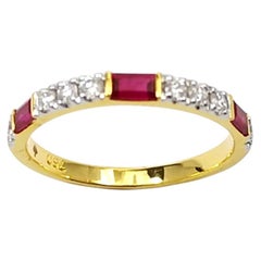 Ruby with Diamond Ring set in 18K Gold Settings