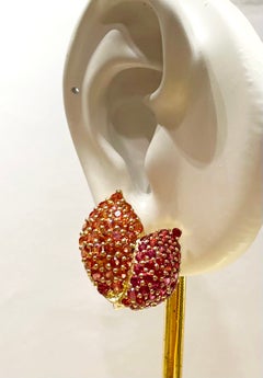 Orange Sapphire Earrings set in 18K Gold Settings