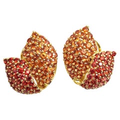 Orange Sapphire Earrings set in 18K Gold Settings
