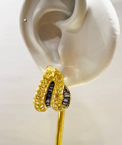 Yellow Sapphire and Blue Sapphire Earrings set in 18K Gold Settings