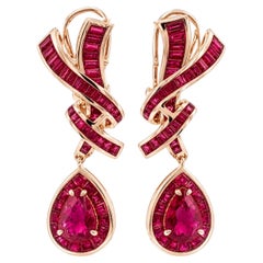 Ruby Earrings set in 18K Rose Gold Settings