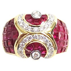 Ruby with Diamond Ring set in 18K Gold Settings