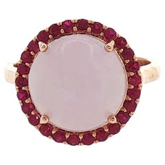 Lavender Jade with Ruby Ring set in 18K Rose Gold Setting