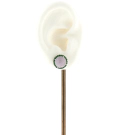 Jade with Tsavorite Earrings set in 18K White Gold Settings