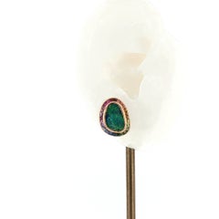 Boulder Opal with Multi-Color Sapphire Earrings set in 18K Rose Gold Settings