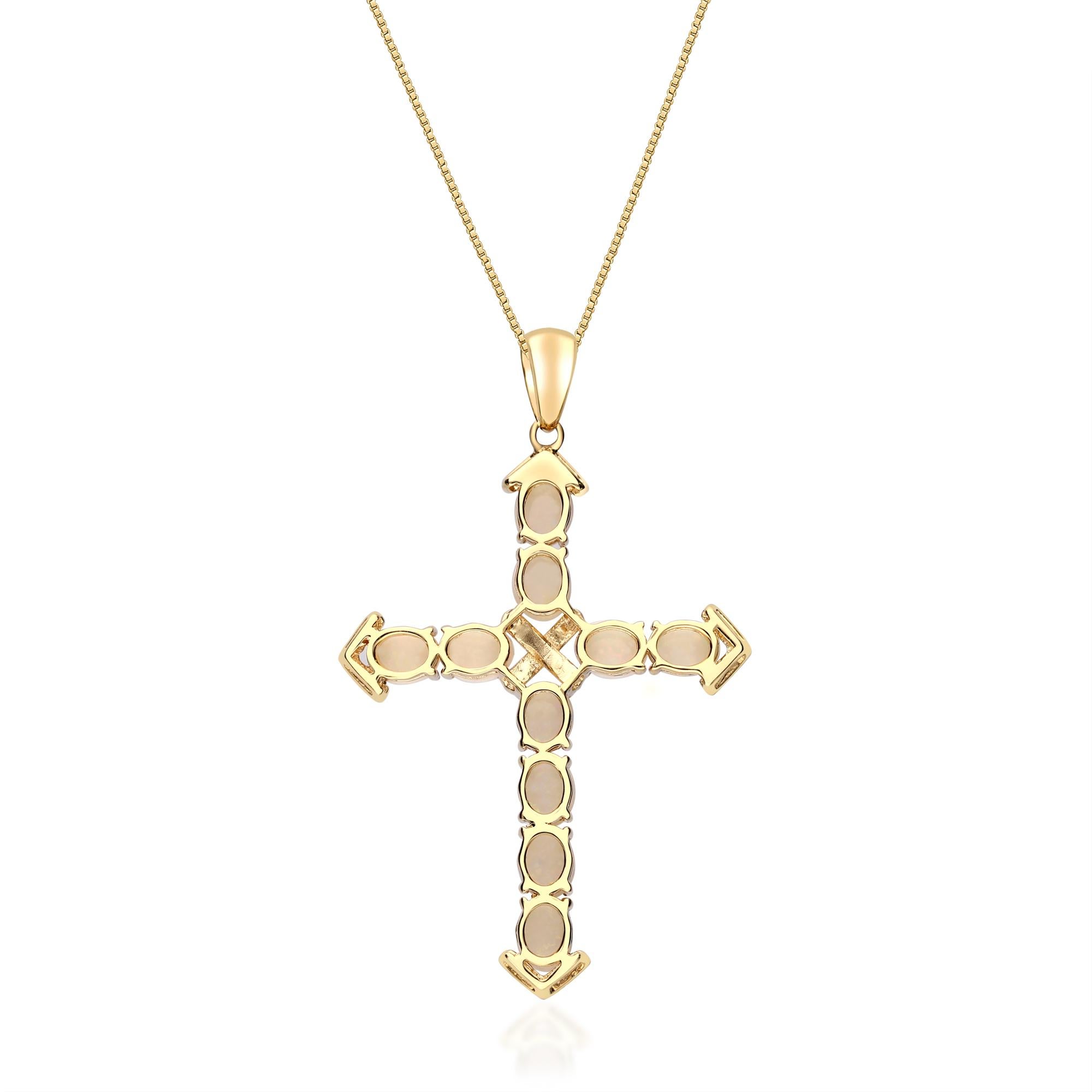 Art déco Gin and Grace Collier pendentif croix en opale et diamant 14K en vente