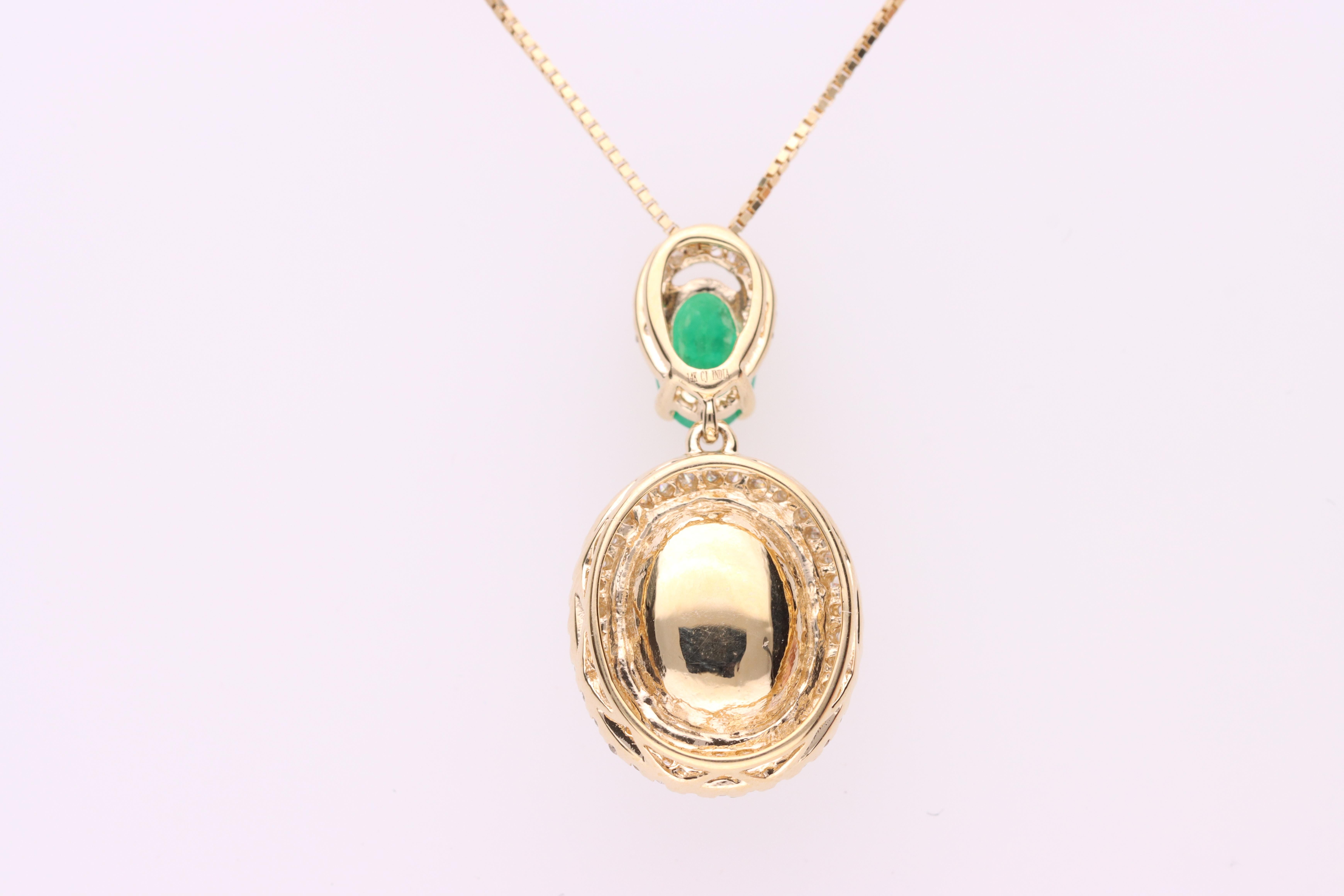 Oval Cut Gin and Grace Ethiopian Opal & Emerald Double Halo Pendant Necklace For Sale