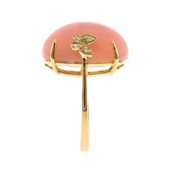 Gin & Grace 14K Yellow Gold Oval-Cut Pink Opal Ring