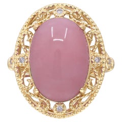 Gin & Grace 14K Yellow Gold Oval-Cut Pink Opal Ring
