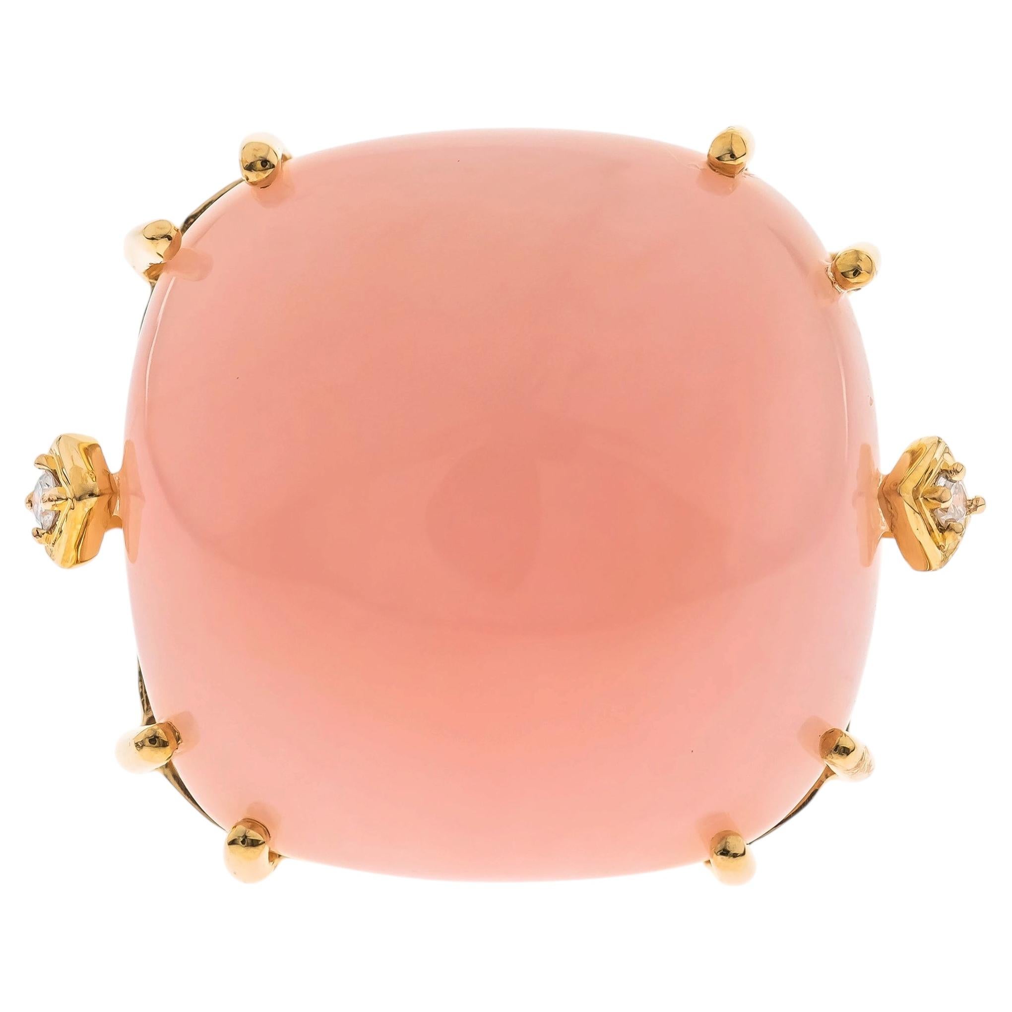 Gin & Grace 14K Yellow Gold Cushion-Cab Pink Opal Ring For Sale