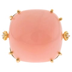 Gin & Grace 14K Yellow Gold Cushion-Cab Pink Opal Ring