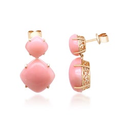 Gin & Grace 14K Yellow Gold Cushion-Cab Pink Opal Earring