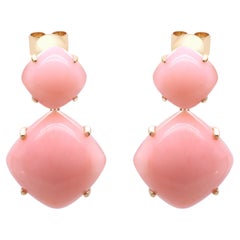 Gin & Grace 14K Yellow Gold Cushion-Cab Pink Opal Earring