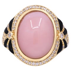 Valerie 14K Yellow Gold Oval-Cabochon Peruvian Pink Opal Ring