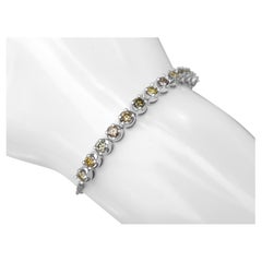 NO RESERVE - 1.10 Carat Fancy Color Diamond Riviera, 14kt White Gold Bracelet
