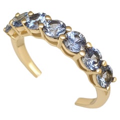 NO RESERVE - 1.62 Carat Sapphire 7 Stone Eternity Band, 14kt Yellow Gold Ring