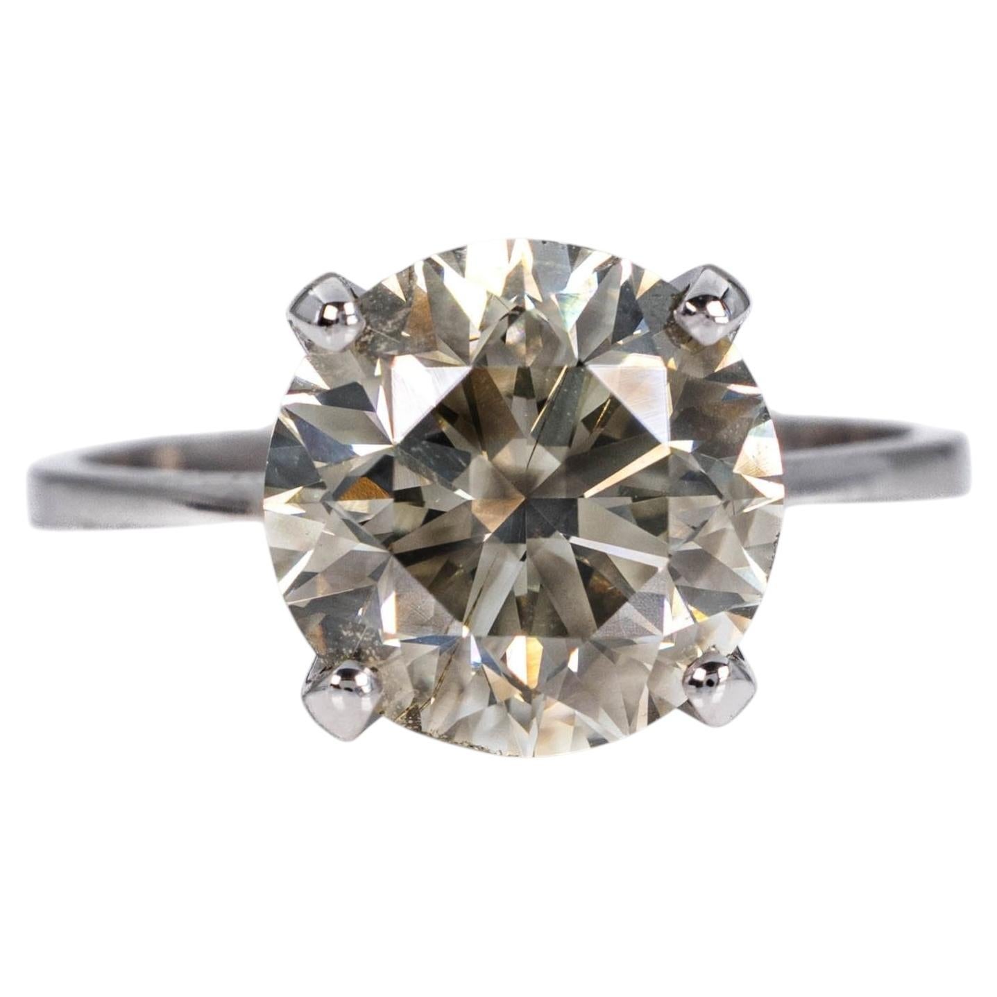 Ring - 18 kt. White gold - 4.04ct. tw. Diamond (Natural coloured) - IGI For Sale